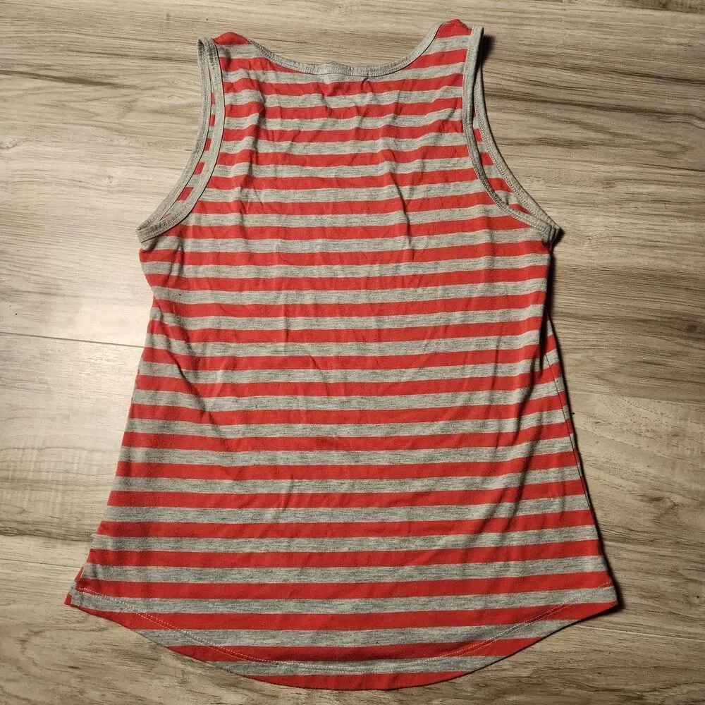 Forever 21 Tank Top‎ Womens Small Coral Gray Striped Pocket Sleeveless Casual